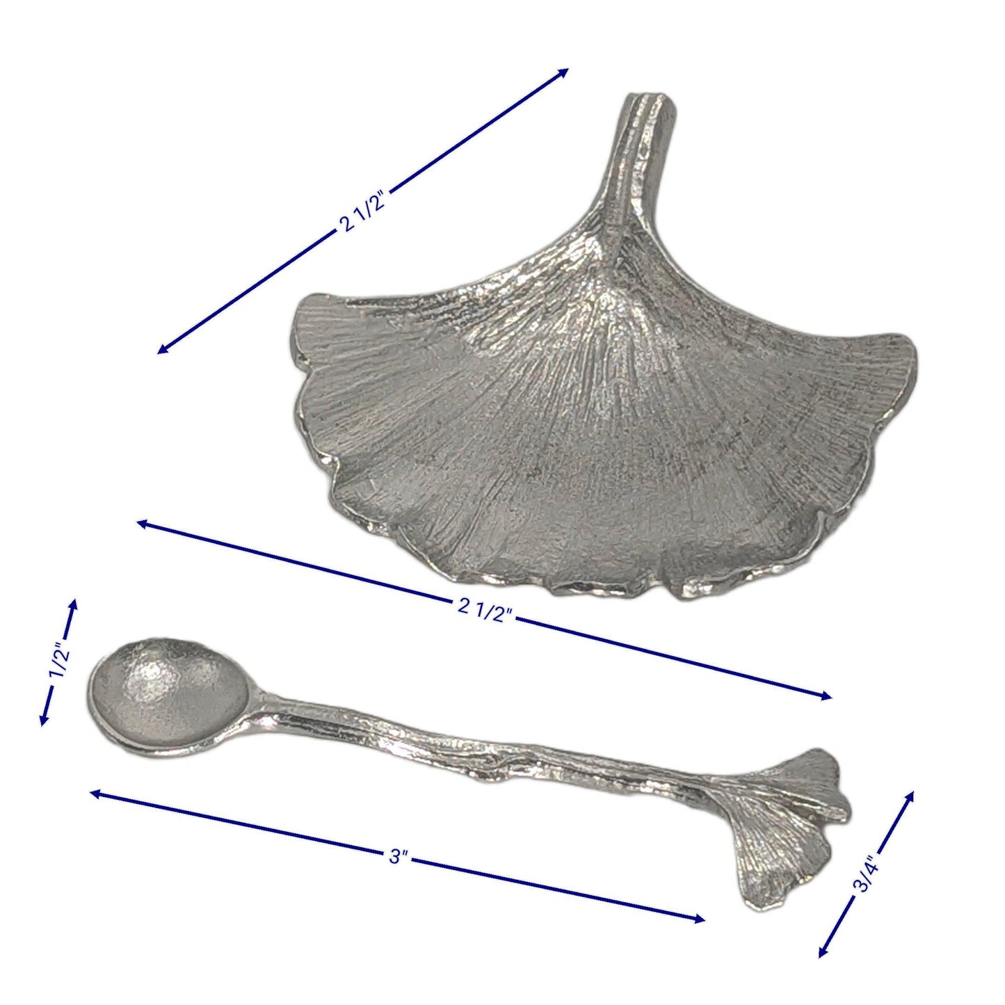 Ginkgo Minimalist Decorative Pewter Salt Dish Set Inspired by Nature