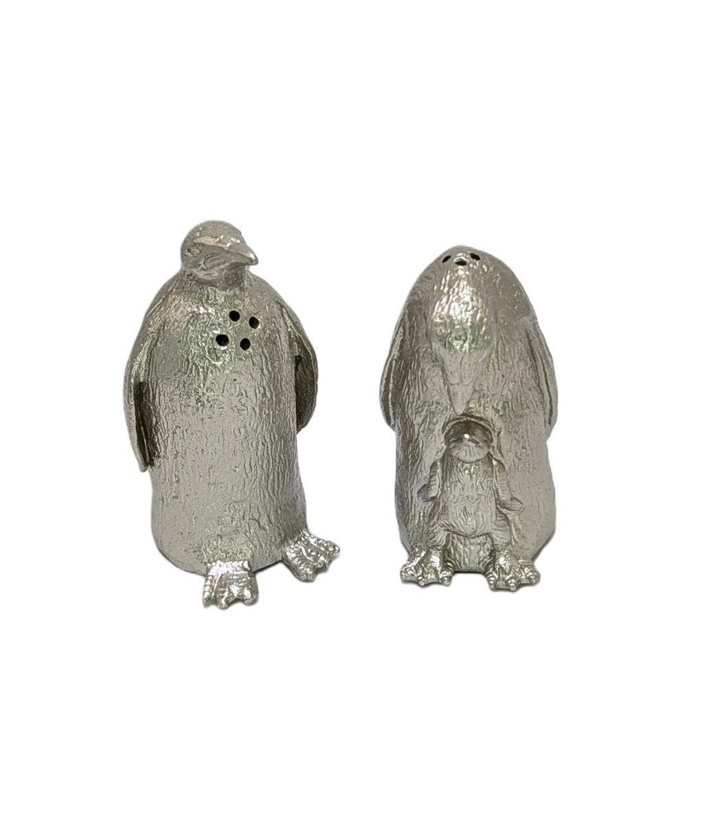 Penguin Figurine Minimalist Pewter Salt & Pepper Shakers Set Collectible