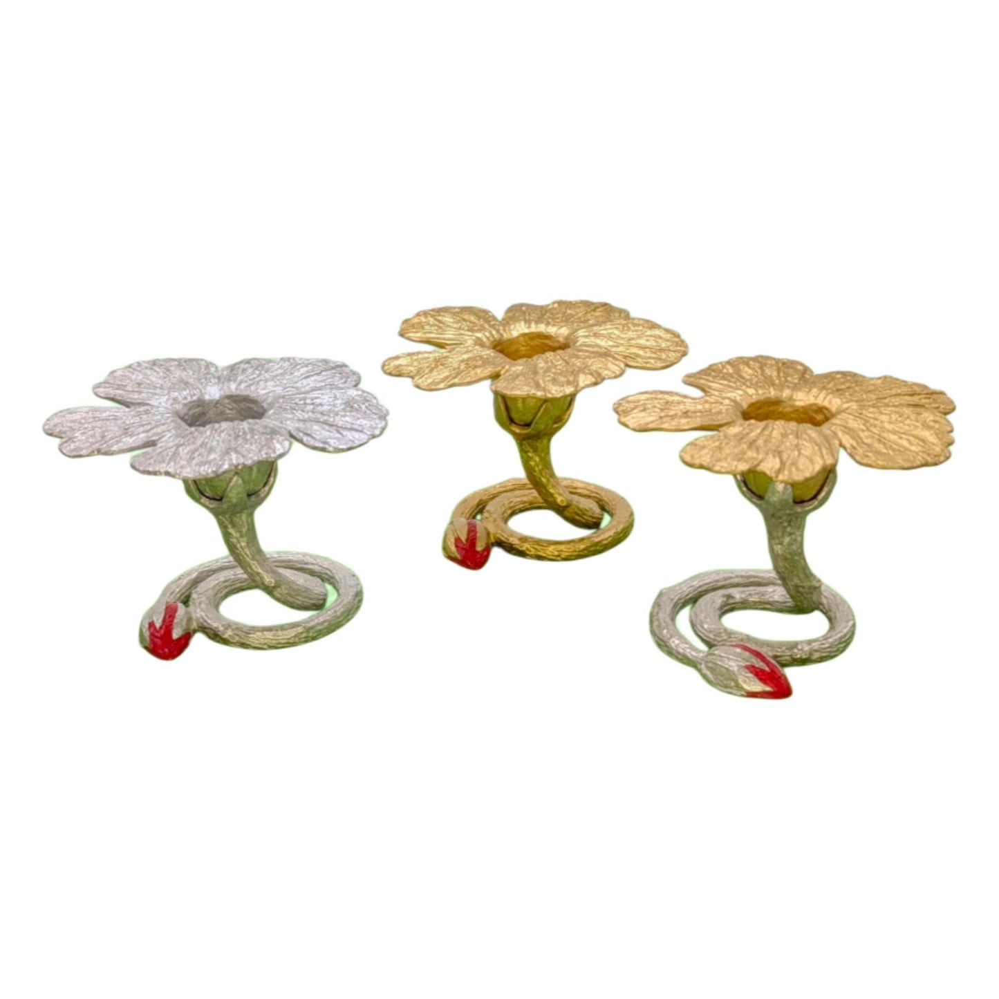 Porte-bougie conique Hibiscus étain Décoration d'intérieur inspirée de la nature