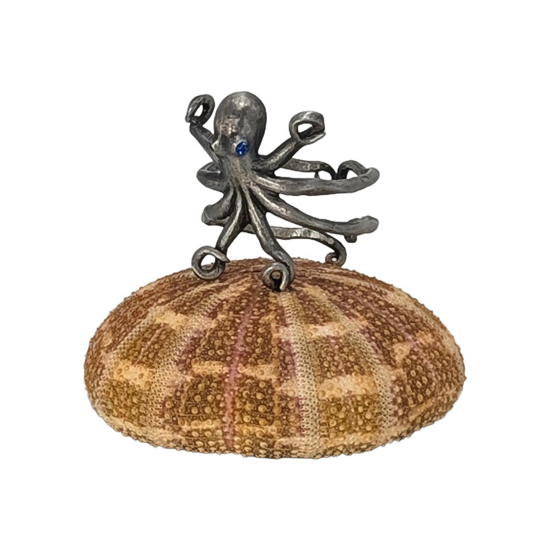 Handmade Octopus Pewter Adjustable Napkin Holders, Set of 4, Coastal Table Decor
