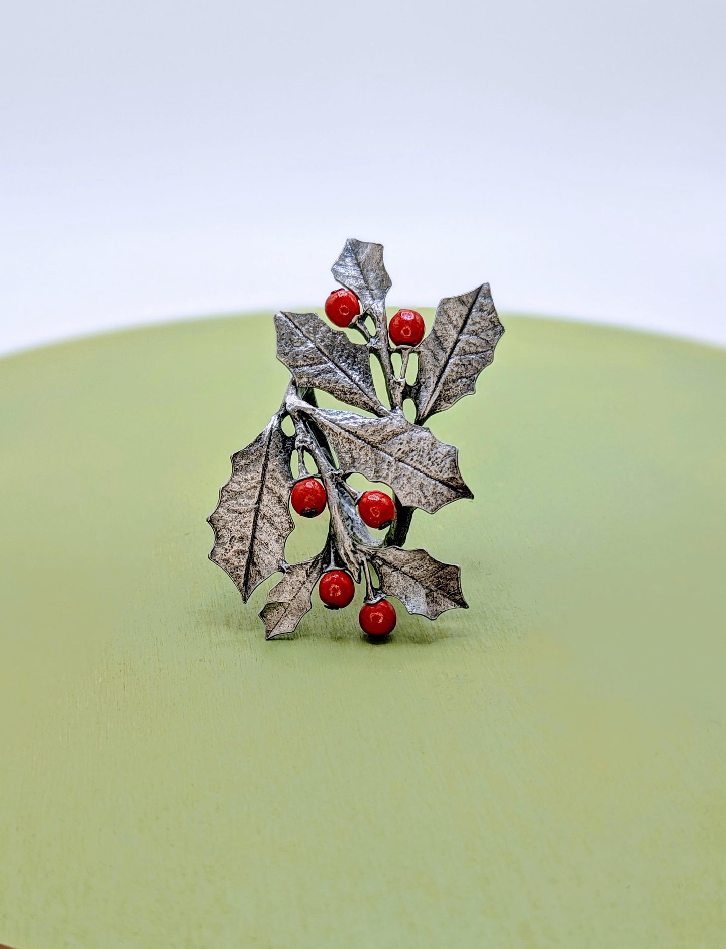 Holly Pewter Adjustable Napkin Ring Set of 4, Inspired by Nature, Table Decor