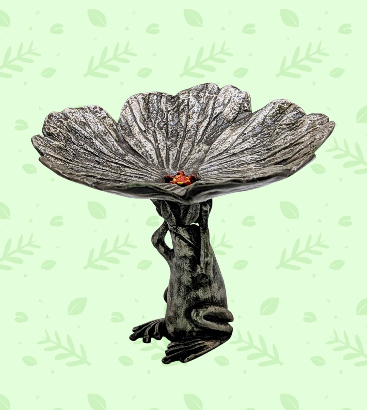 Handmade Frog Hibiscus Snack Dish, Nature Inspired Decor