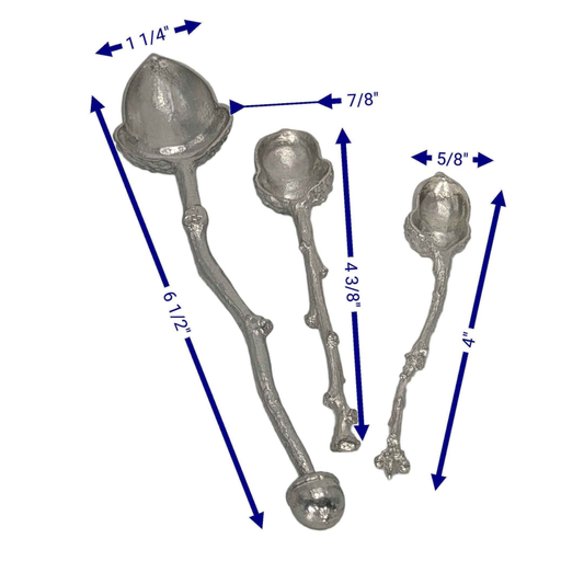 Handmade Acorn Spoons Set: Lead-Free Pewter, Twig Handle, Inspired by Nature