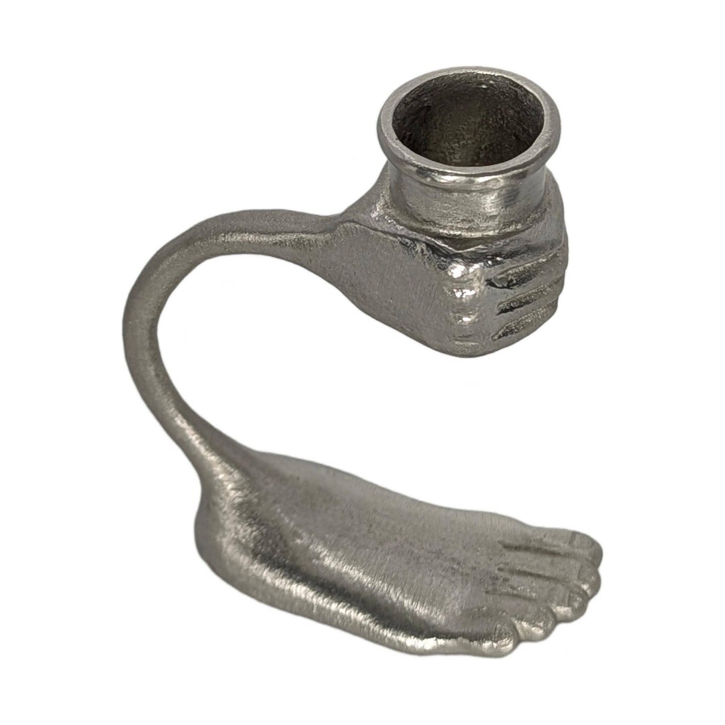 Handcrafted Pewter Surrealist Candle Holder, Step into the Light, Decor Sculpture