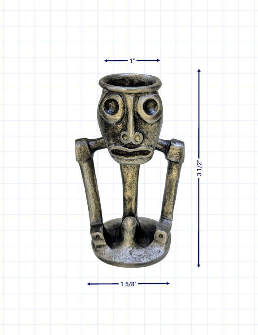 Handcrafted Taino Zemi Pewter Statue, taper Candle holder, Home Decor Collectible
