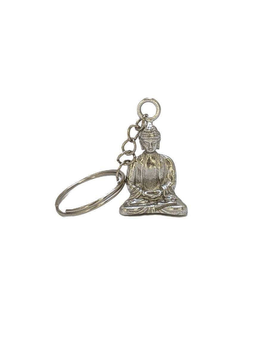 Meditating Buddha Minimalist Pewter Keychain, Zen Spiritual Gift