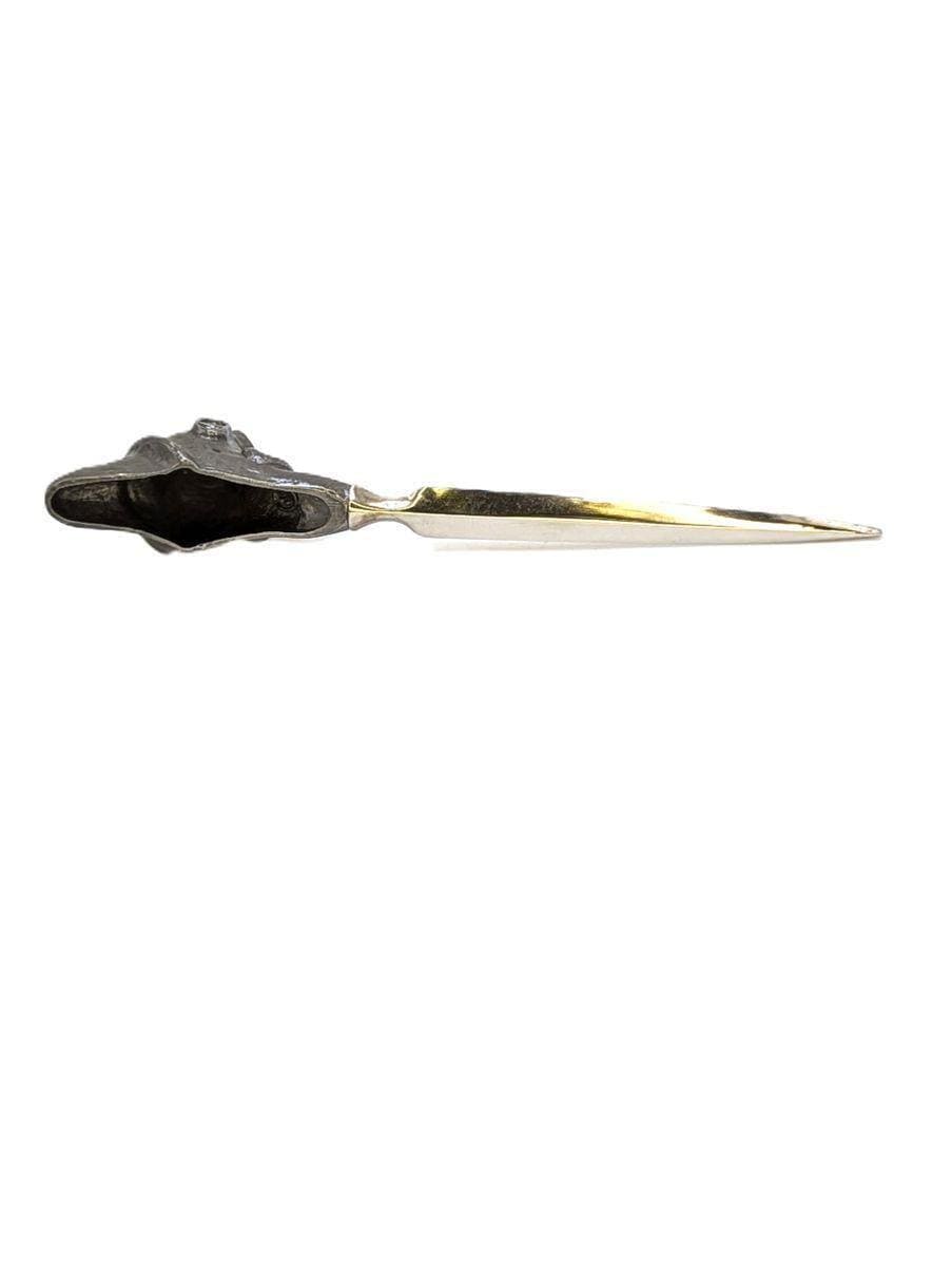 Handcrafted Pewter Taino Trigonolito Three-Pointed Stone Letter Opener, Caribbean Cultural Desk Collectible