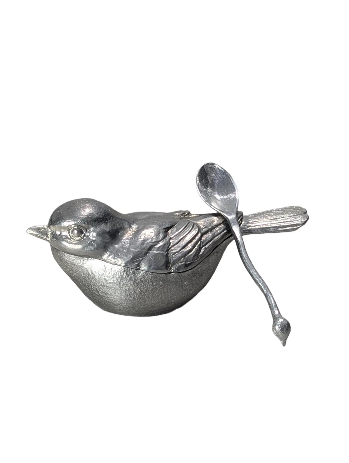 Pewter Sparrow Salt Cellar Set, Handcrafted Bird Salt and Spice Dish, Nature Kitchen Decor, Housewarming Gift