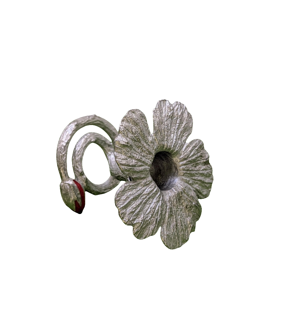 Hibiscus Pewter Taper Candle Holder Home Decor Inspired by Nature