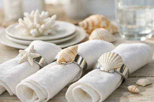 Seashell Napkin Ring Set for Coastal Tables