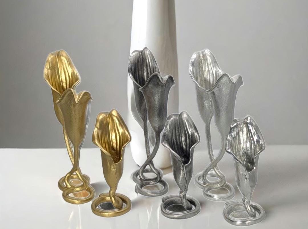Calla Lily Pewter Taper Candle Holder Home Decor Inspired by Nature