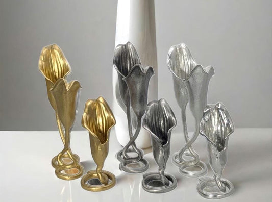 Calla Lily Pewter Taper Candle Holder Home Decor Inspired by Nature