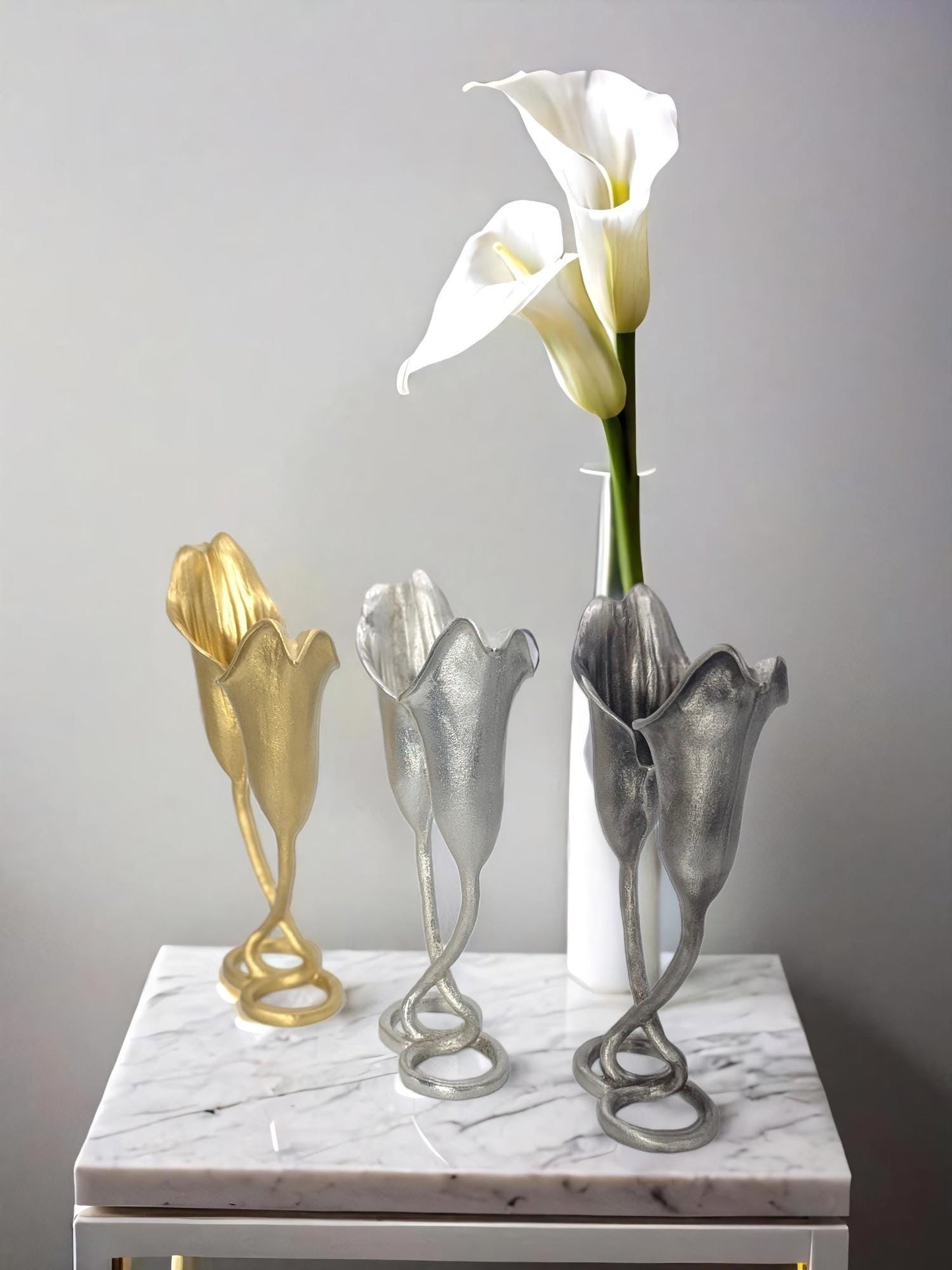 Calla Lily Pewter Taper Candle Holder Home Decor Inspired by Nature
