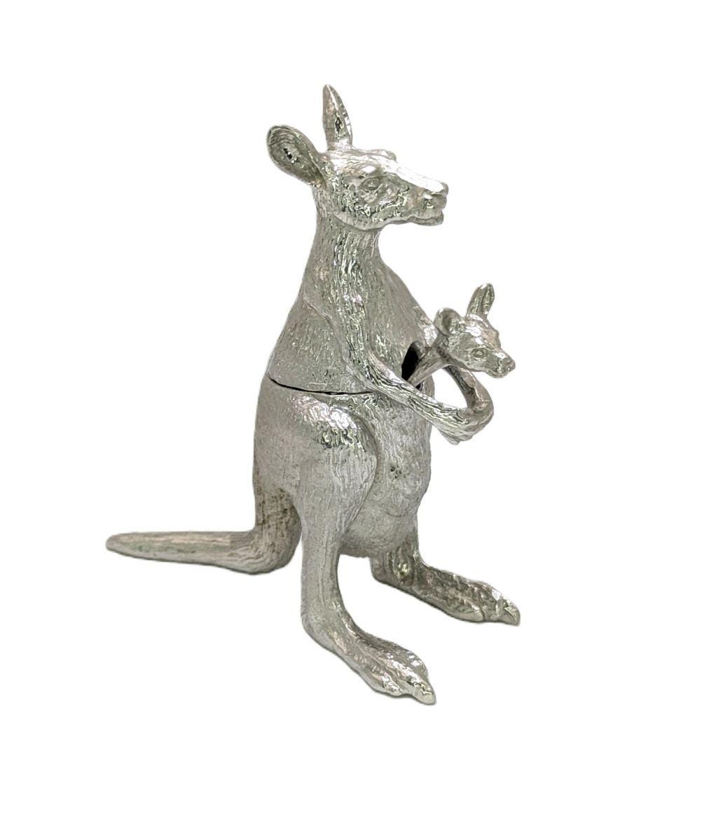Kangaroo Salt Cellar: Minimalist Pewter Wild Nature Decor