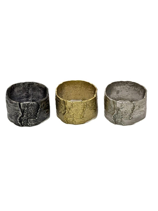 Birch Bark Pewter Napkin Ring Set of 4 Inspired by Nature