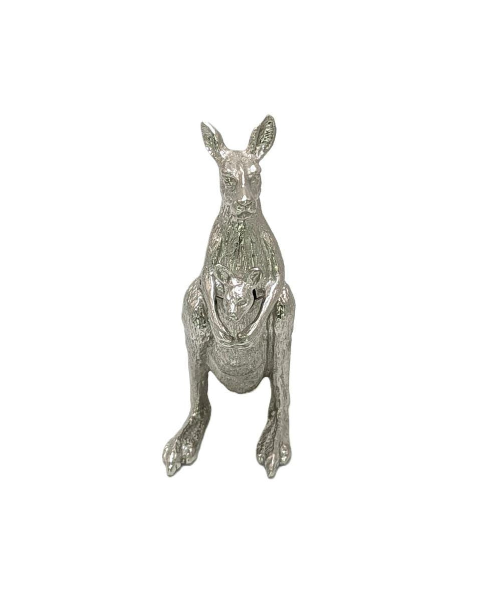 Kangaroo Salt Cellar: Minimalist Pewter Wild Nature Decor
