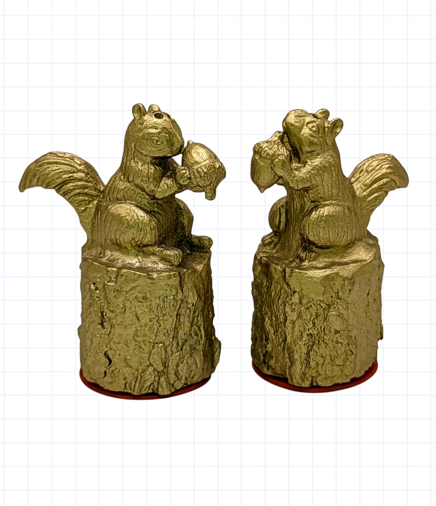 Charming Miniature Minimalist Pewter Squirrel Salt & Pepper Shakers Set Decor Collectible