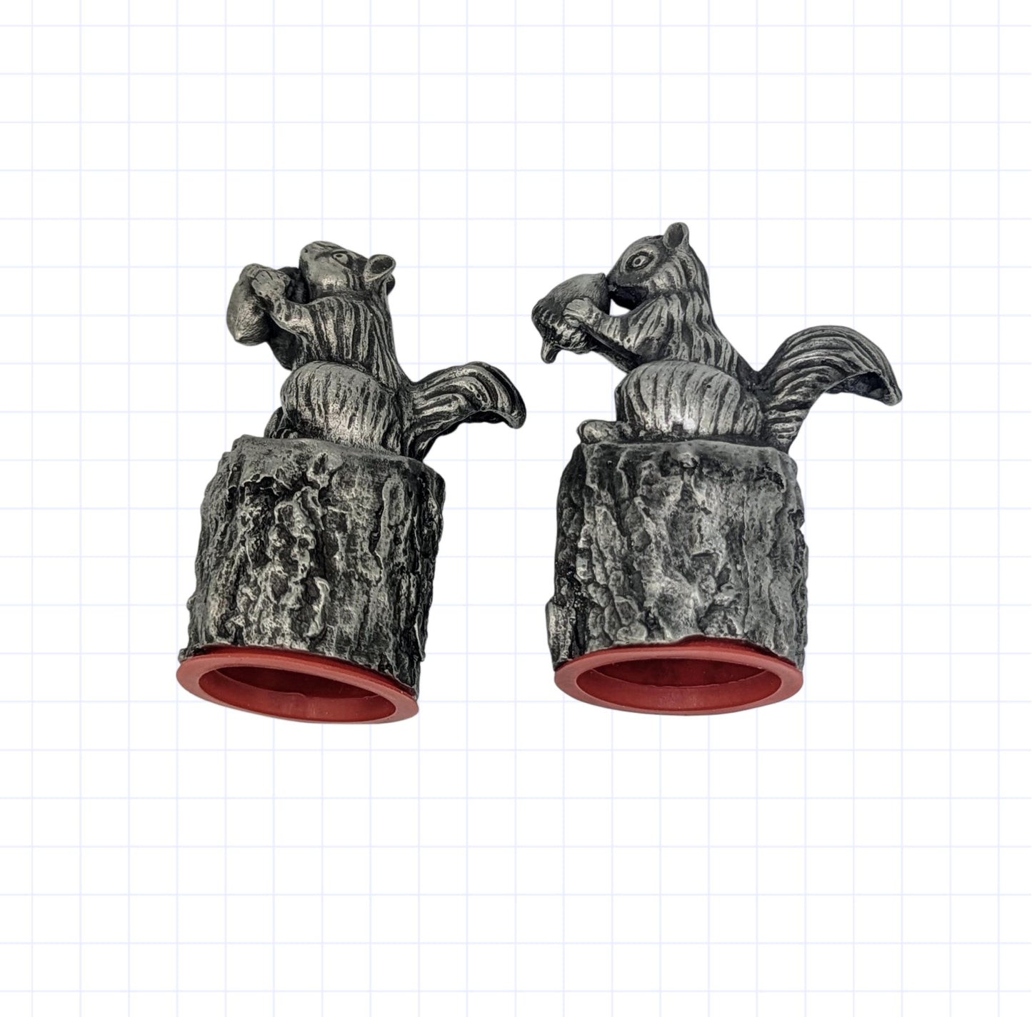 Charming Miniature Minimalist Pewter Squirrel Salt & Pepper Shakers Set Decor Collectible