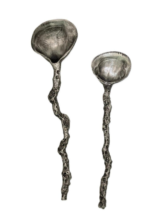 Coral/Seashell Pewter Spoons Set Nature Inspired Decor