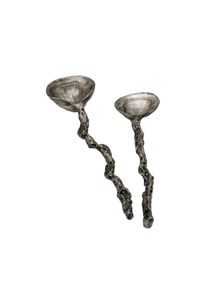 Coral/Seashell Pewter Spoons Set Nature Inspired Decor