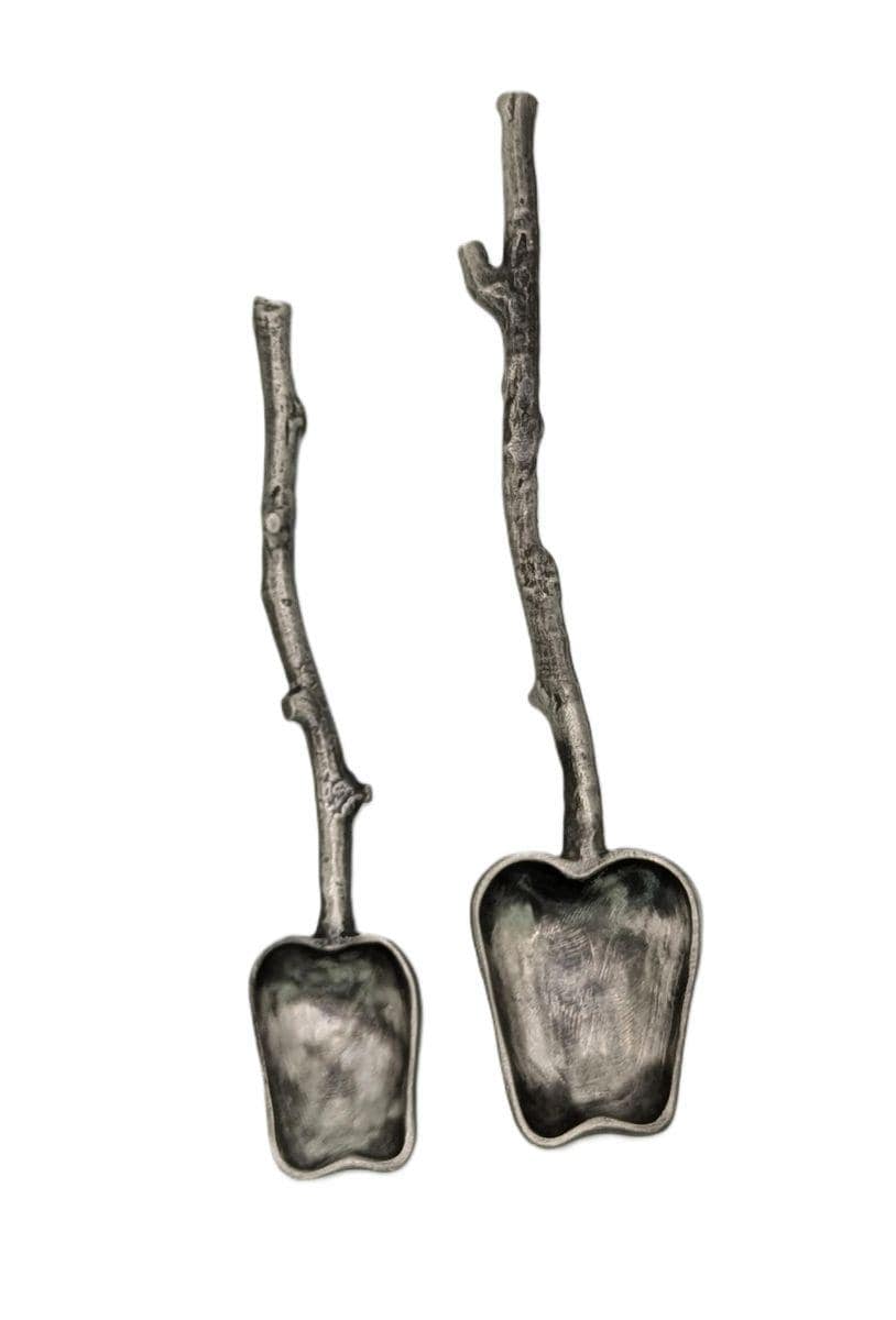 Apple Small Pewter Spoons Set Inspired by Nature