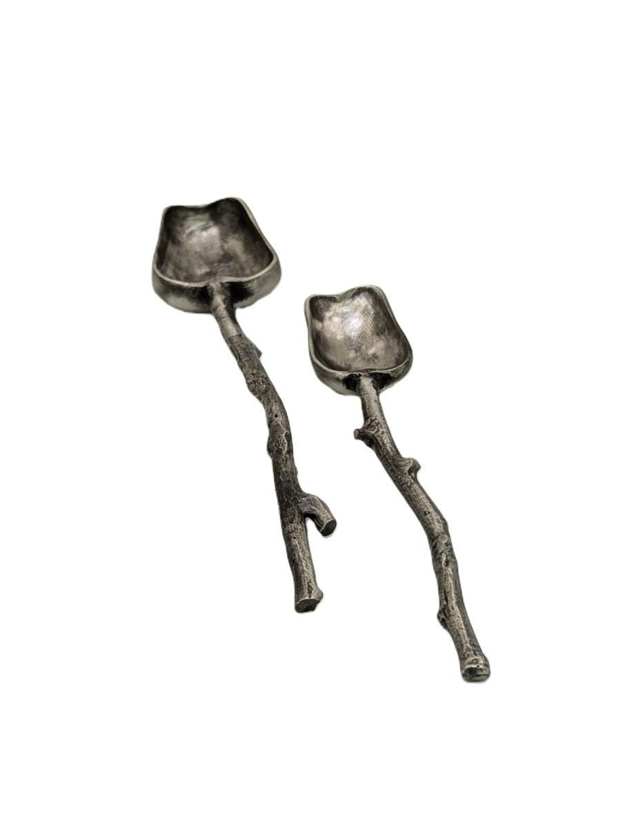 Apple Small Pewter Spoons Set Inspired by Nature