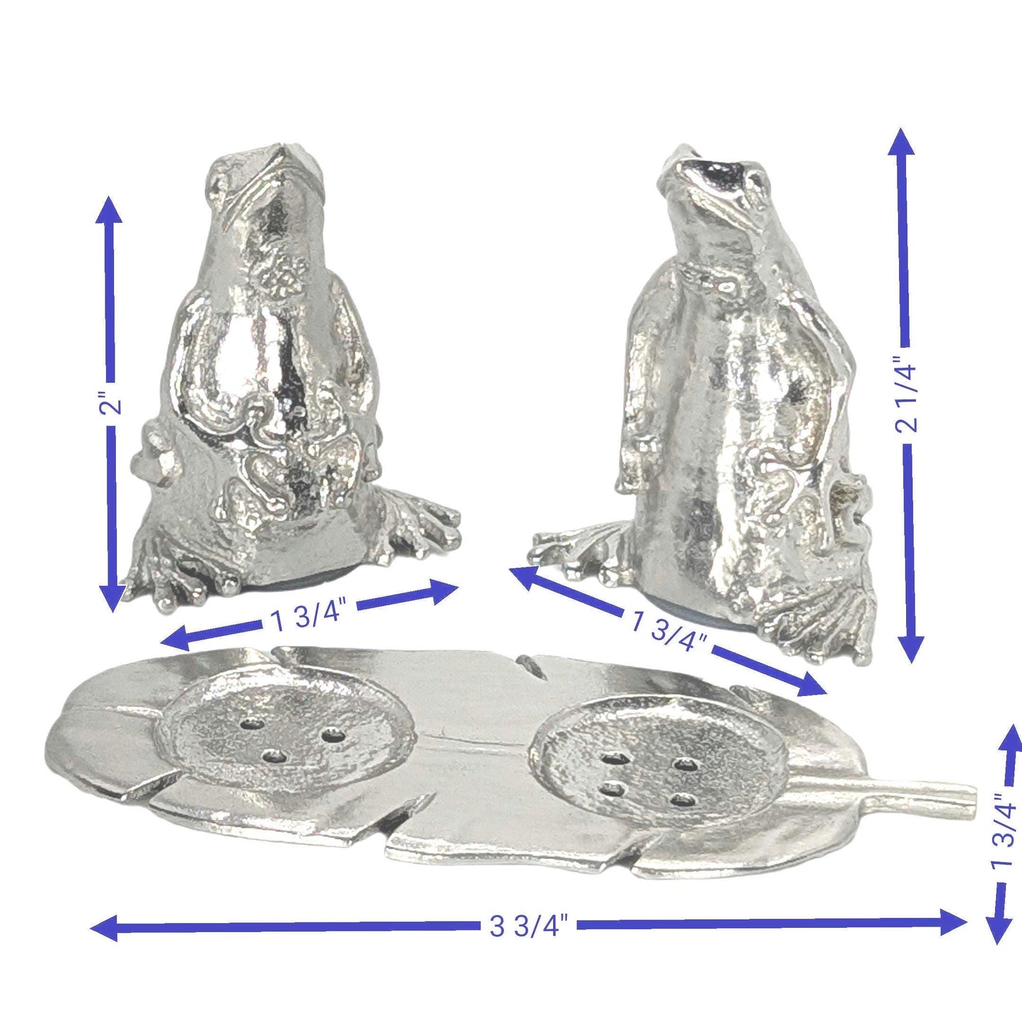 Miniature Pewter Coqui Frog Salt & Pepper Shakers: Collectible Decor