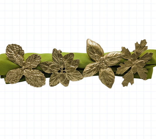 Italian Herb Napkin Rings: Pewter Basil, Parsley, Oregano, Mint - Set of 4