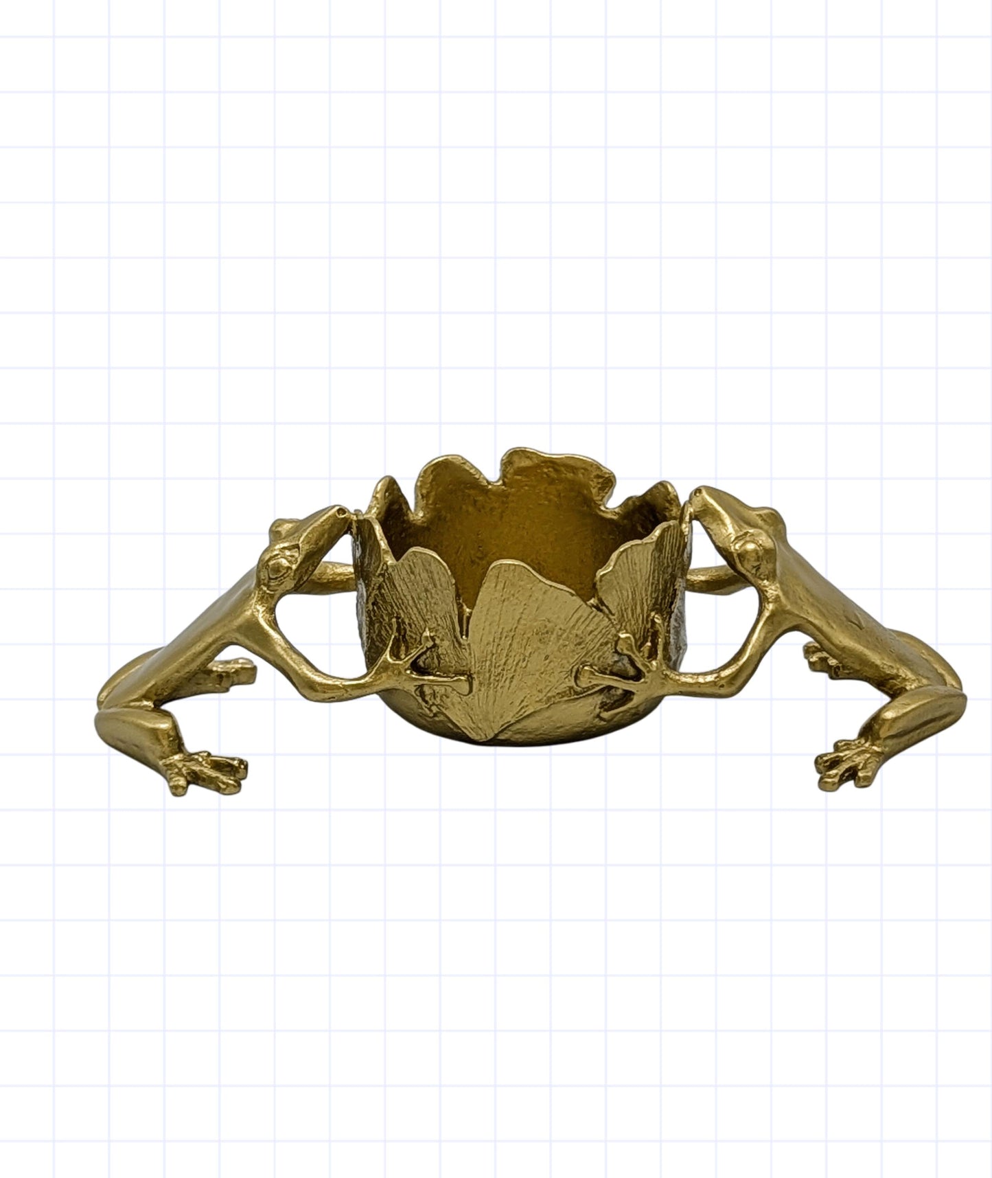 Ginkgo Frogs Pewter Tea Light Candle Holder Unique Decor