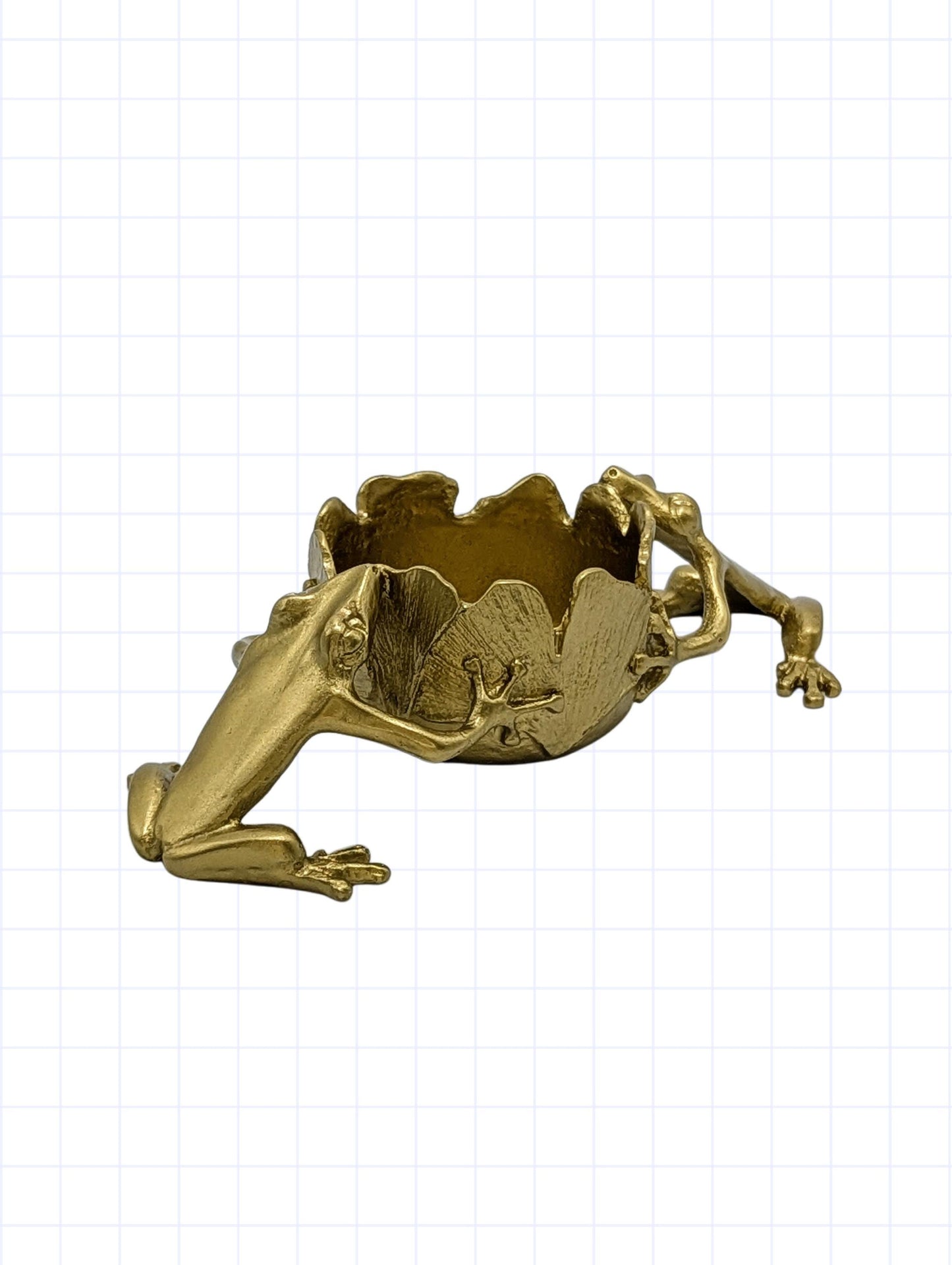 Ginkgo Frogs Pewter Tea Light Candle Holder Unique Decor