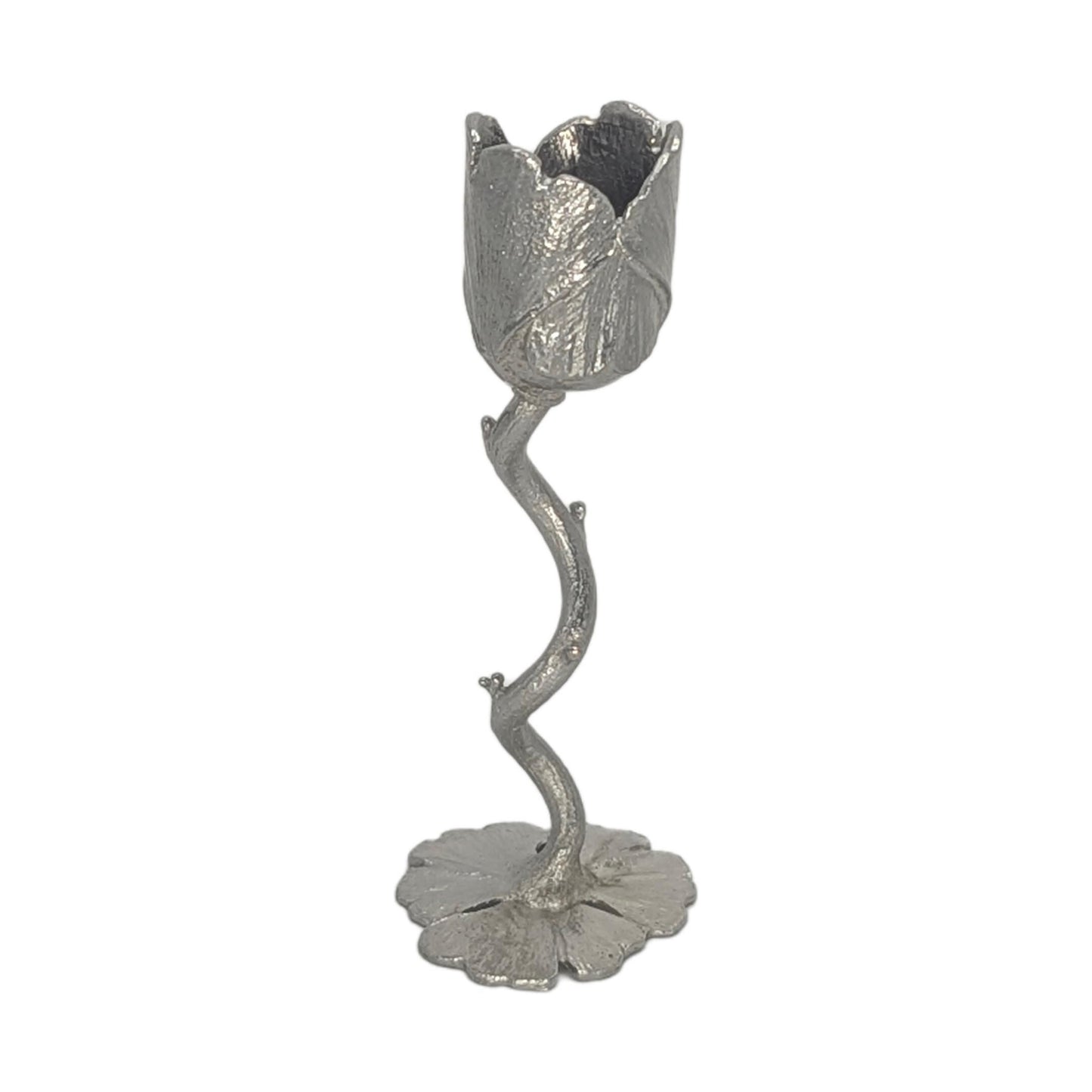 Ginkgo Stylish Minimalist Pewter Taper Candle Holder Inspired by Nature