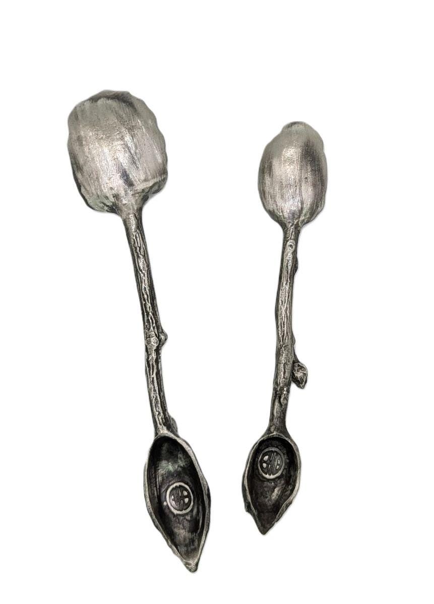 Elegant Hibiscus Small Pewter Spoon Set Inspired by Nature