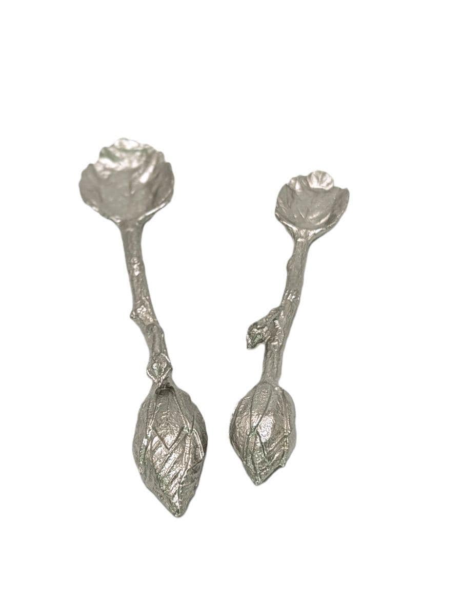 Elegant Hibiscus Small Pewter Spoon Set Inspired by Nature