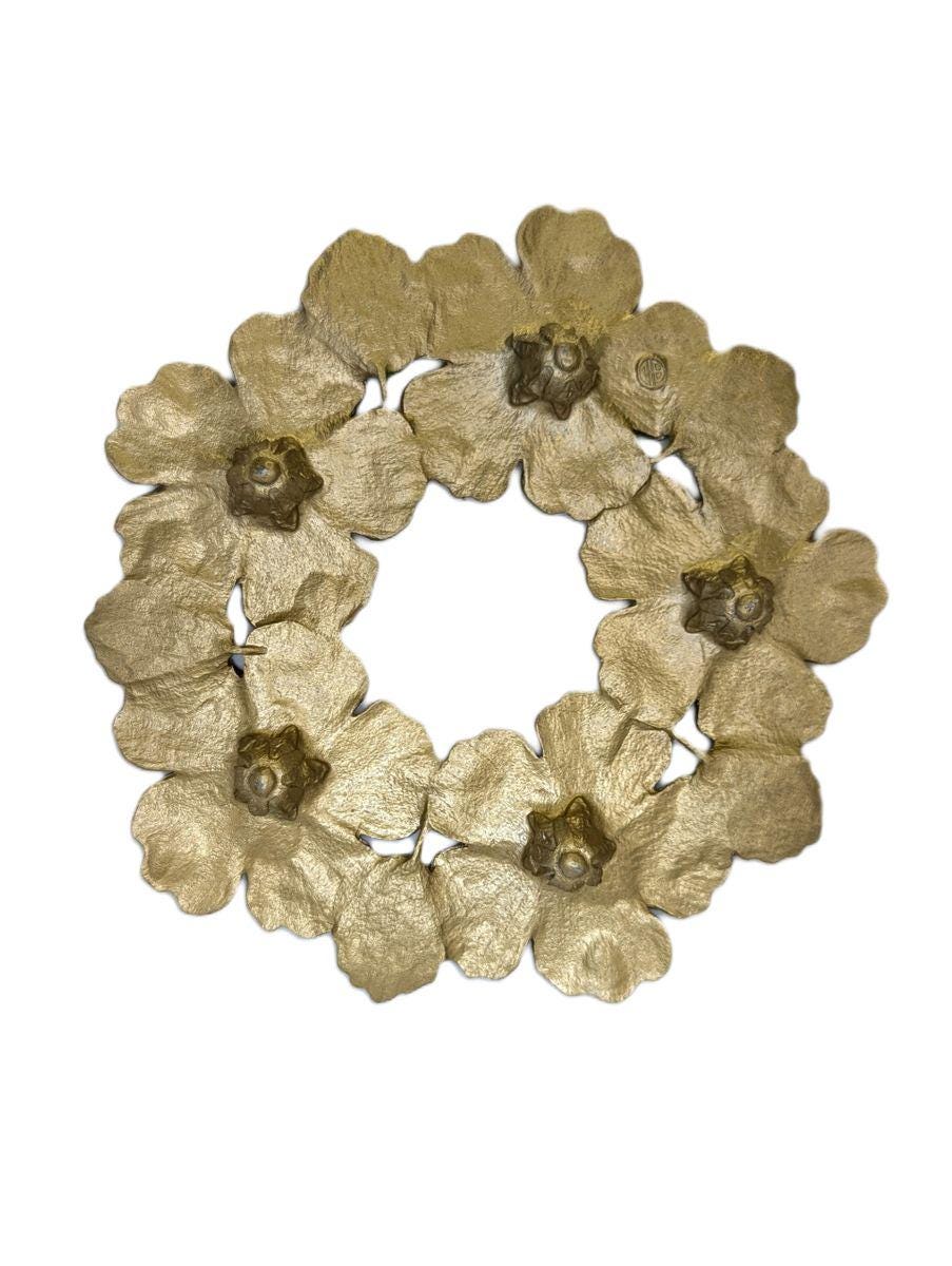 Hibiscus Flowers with Leaves Pewter Trivet Inspired by Nature