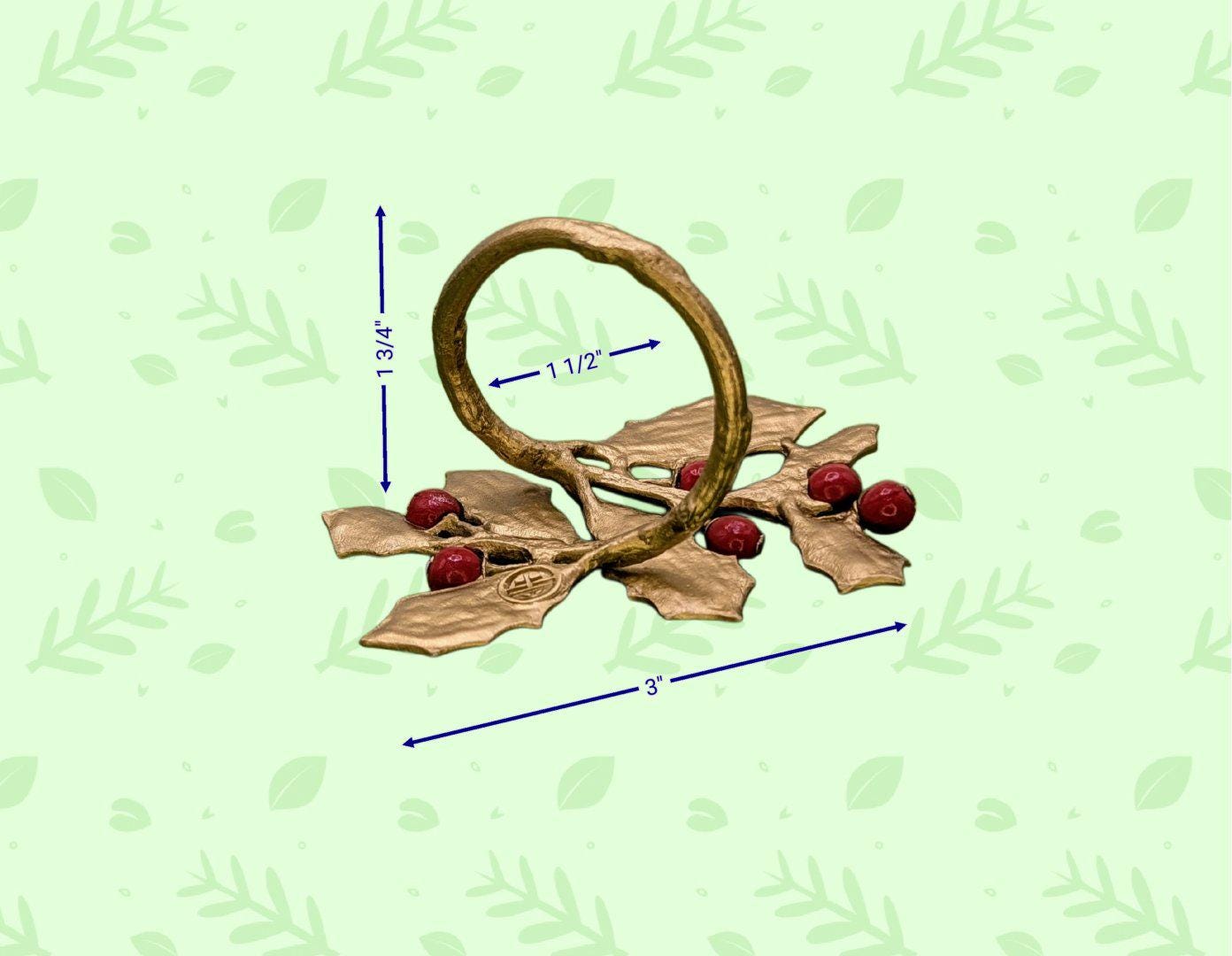 Holly Pewter Adjustable Napkin Ring Set of 4 Inspired by Nature