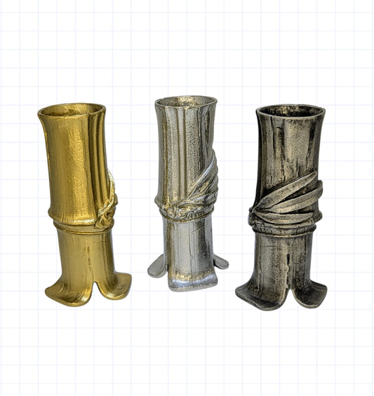 Bamboo Taper Pewter Candle Holder Decor Minimalist Inspired by Nature