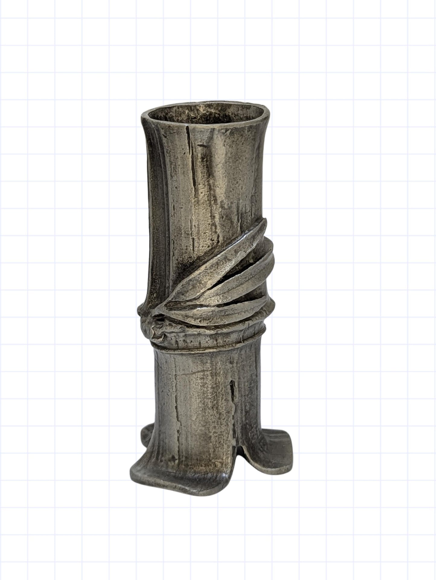 Bamboo Taper Pewter Candle Holder Decor Minimalist Inspired by Nature