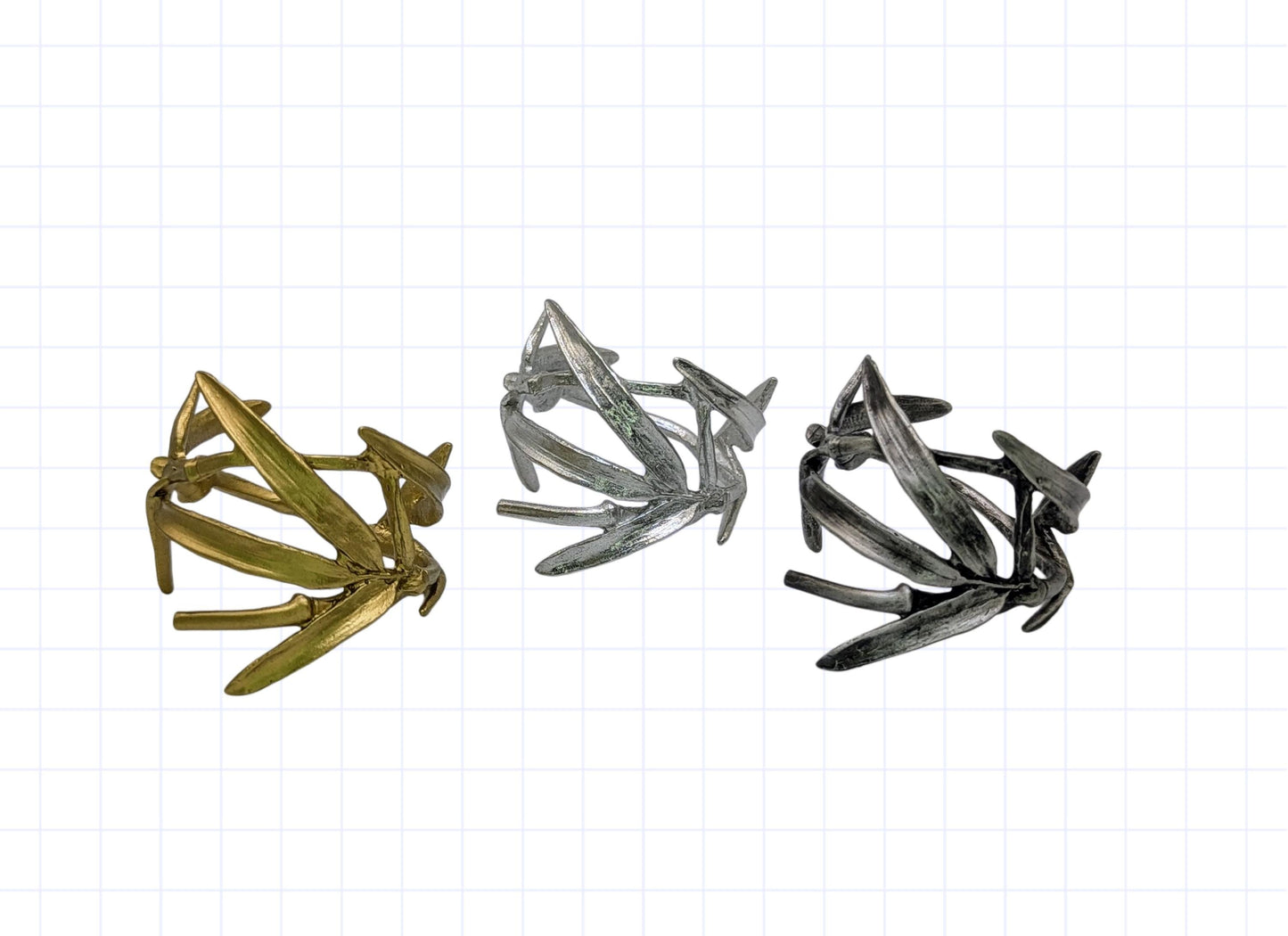 Bamboo Pewter Adjustable Napkin Ring Set of 4 Inspired by Nature