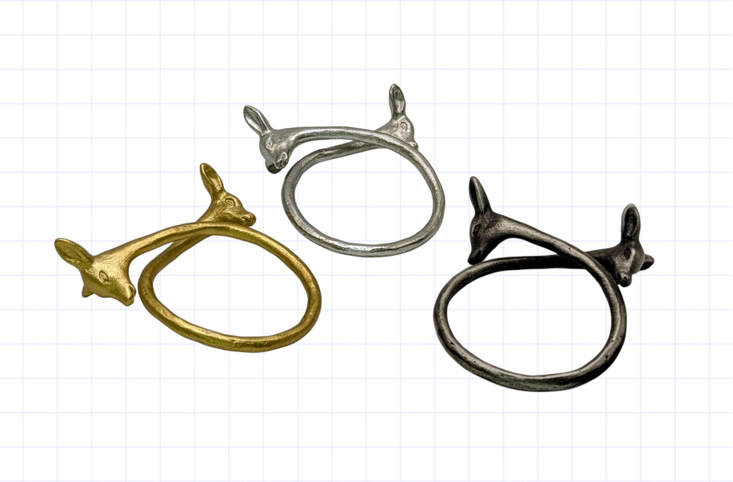 Charming Adjustable Pewter Deers Napkin Ring Set of 4