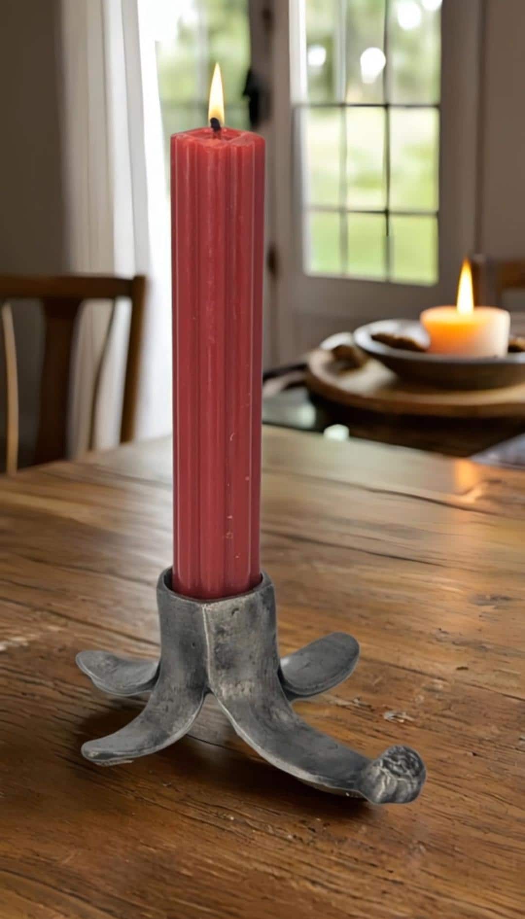 Banana Minimalist Taper Pewter Candle Holder Decor Inspired by Nature