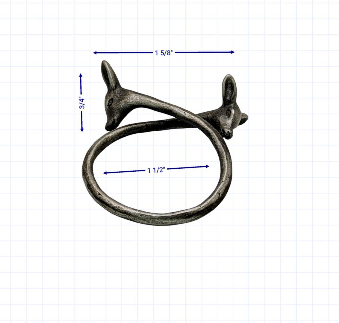 Charming Adjustable Pewter Deers Napkin Ring Set of 4