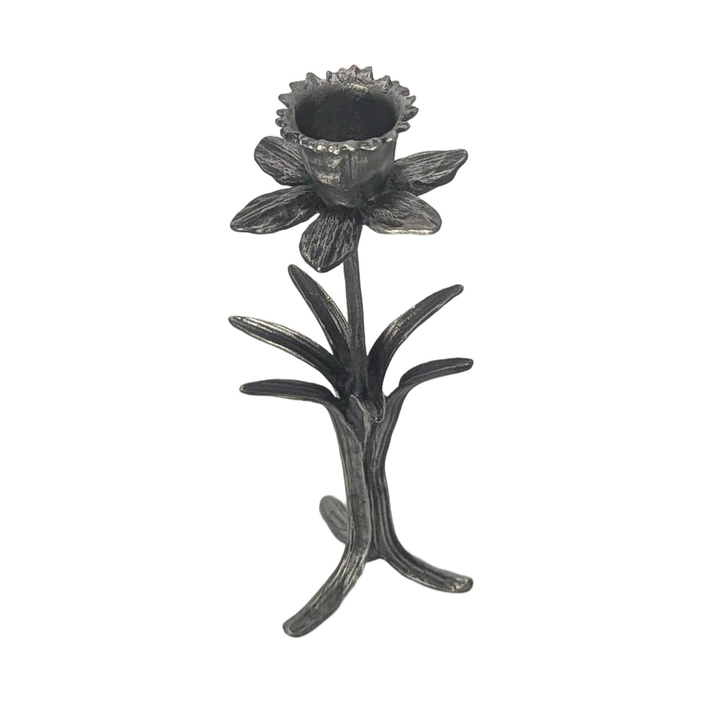 Daffodil Pewter Taper Candle Holder Home Decor Inspired by Nature