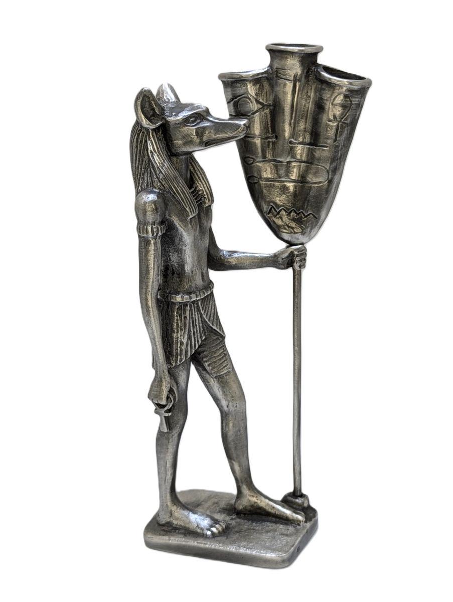 Anubis Egyptian God Pewter Pen Holder Decor Collectible