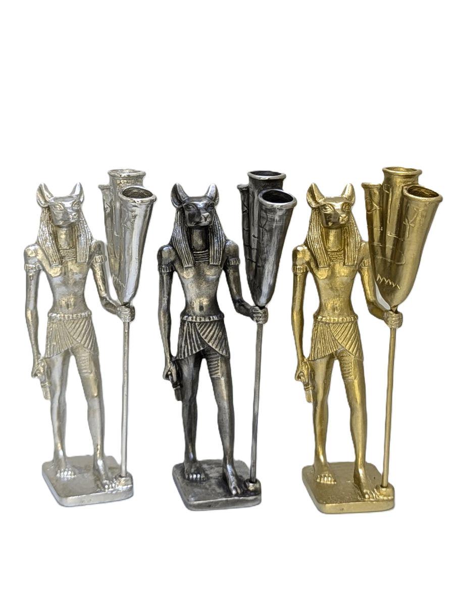 Anubis Egyptian God Pewter Pen Holder Decor Collectible