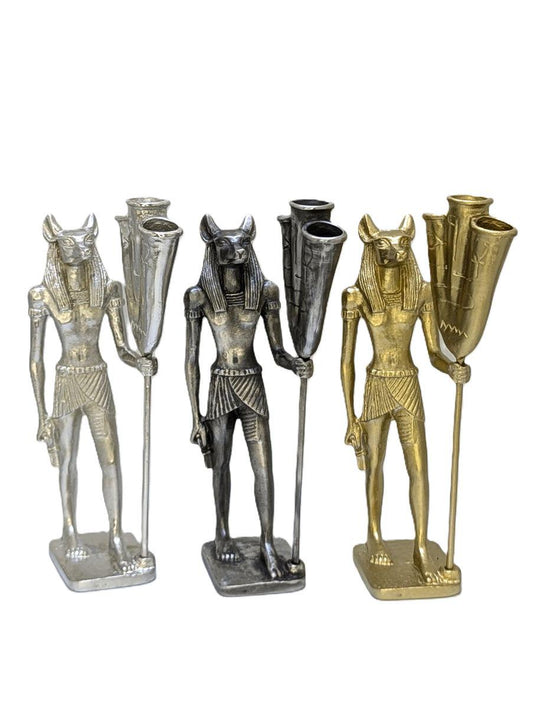 Anubis Egyptian God Pewter Pen Holder Decor Collectible