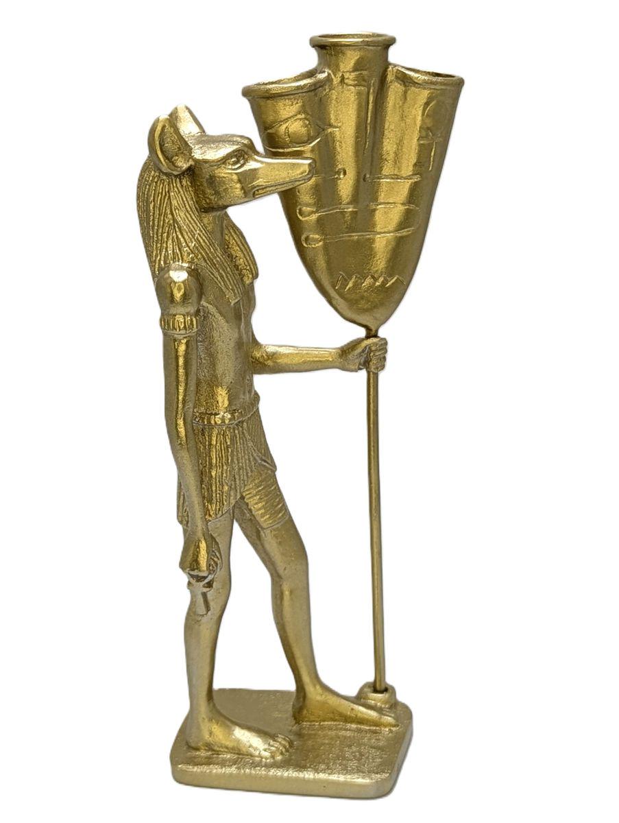 Anubis Egyptian God Pewter Pen Holder Decor Collectible