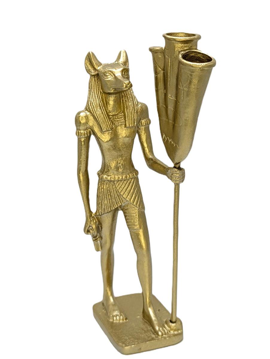 Anubis Egyptian God Pewter Pen Holder Decor Collectible