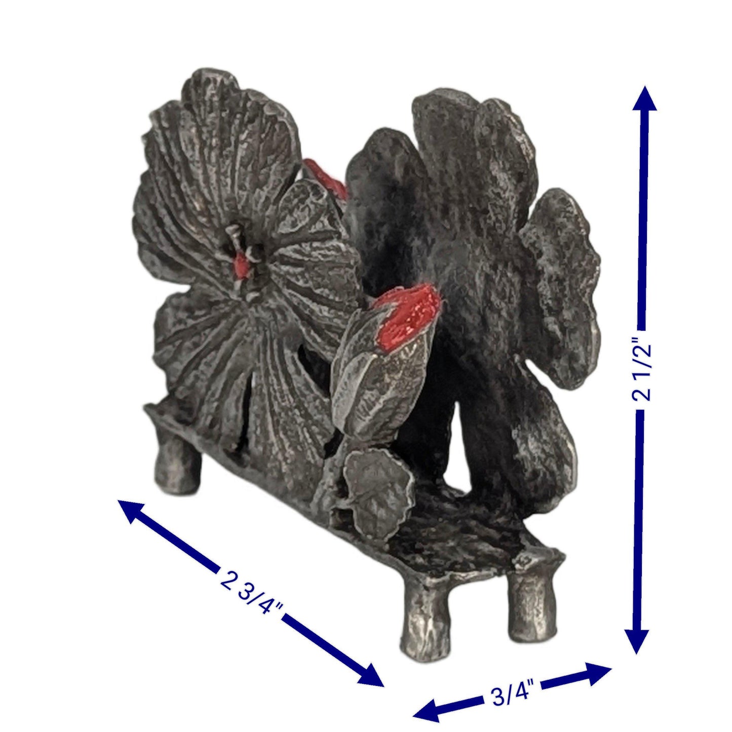 Hibiscus Pewter Business Card Holder Office Decor Inspired by Nature