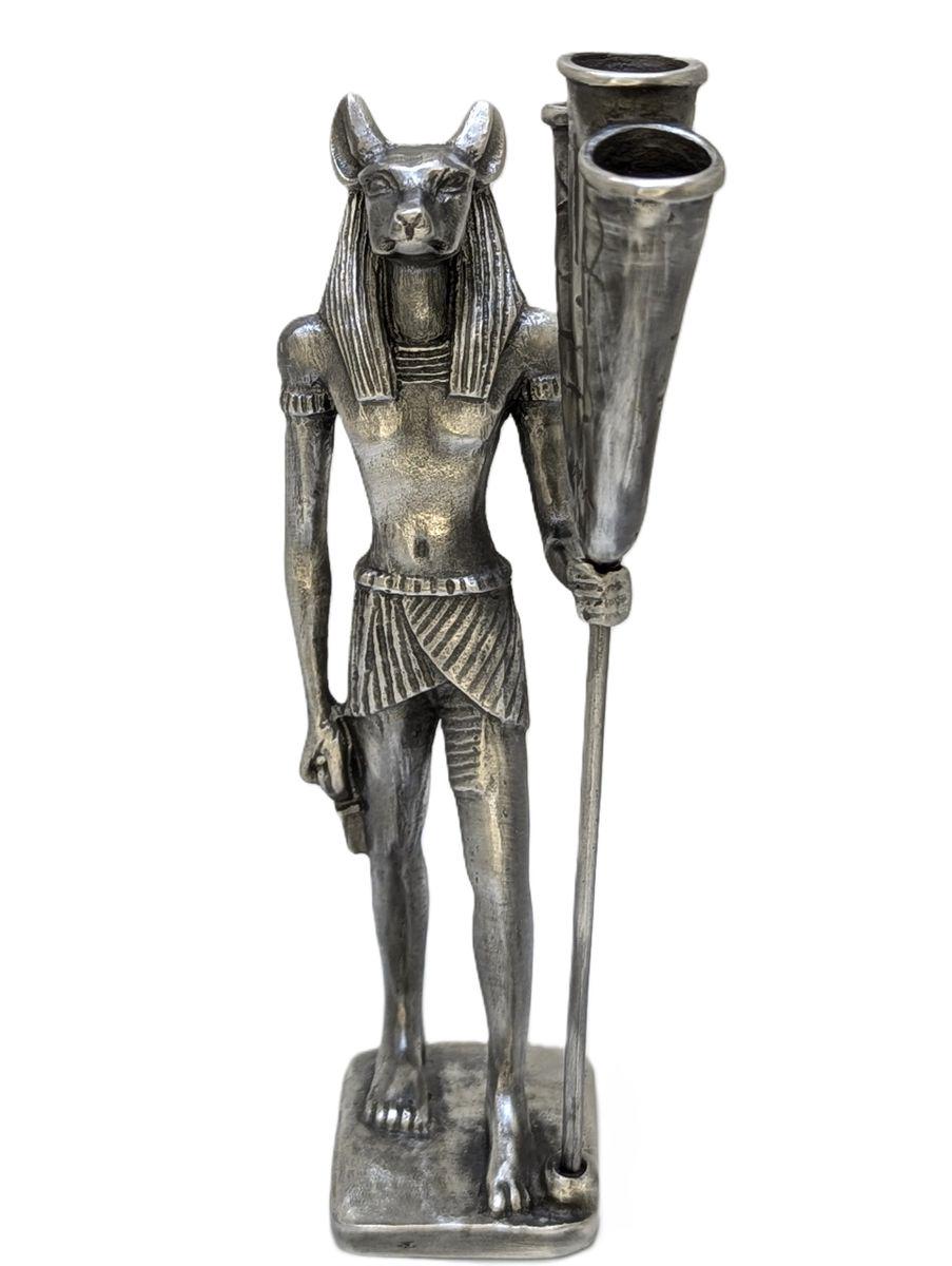 Anubis Egyptian God Pewter Pen Holder Decor Collectible