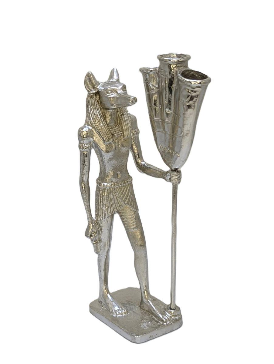 Anubis Egyptian God Pewter Pen Holder Decor Collectible